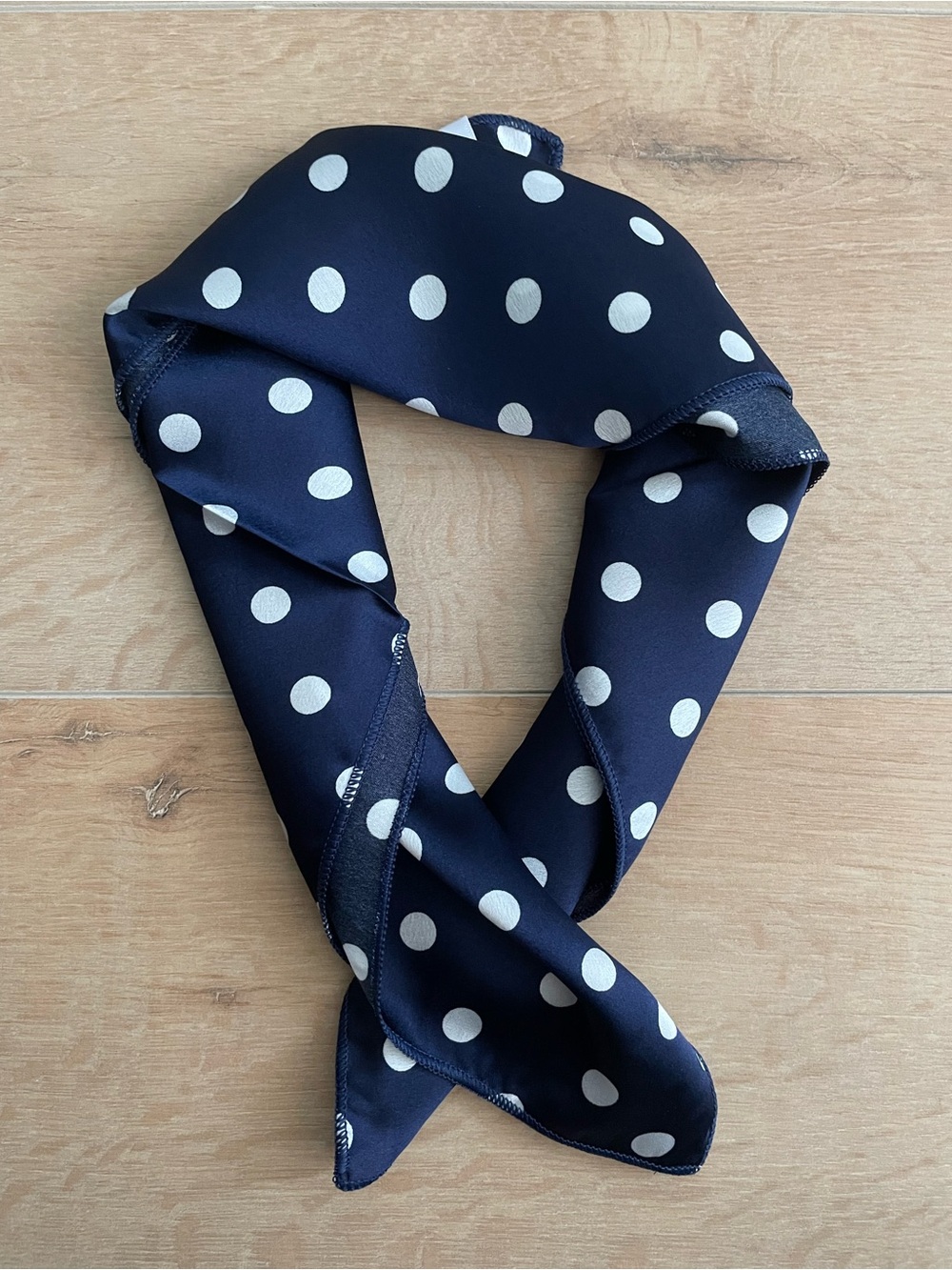 NWOY Navy Blue With White Polka Dot Scarf/